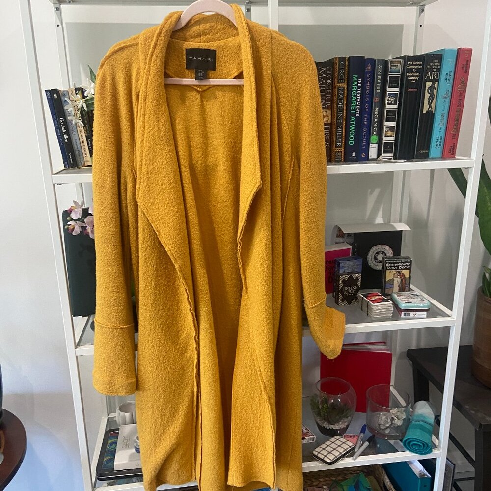 Tahari mustard yellow wool coat